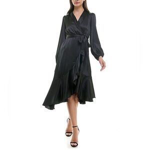 Entro Black Wrap Midi Dress